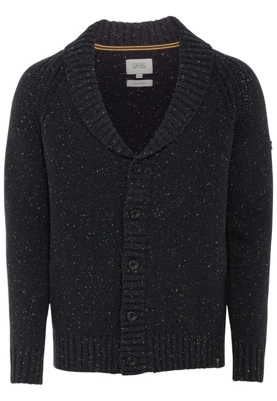 camel active Men's 4095276k27 Cardigan Sweater, Asphalt, XXXL