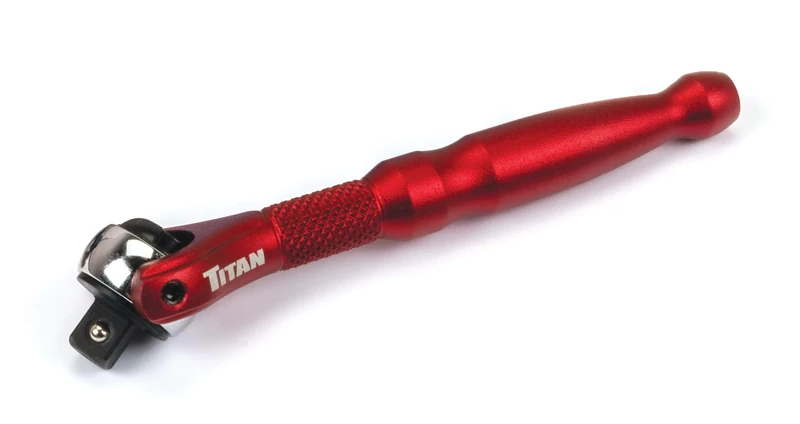 Titan 11320 1/4-Inch Drive x 4-Inch 90-Tooth Swivel Head Micro Ratchet - Red - Image 1
