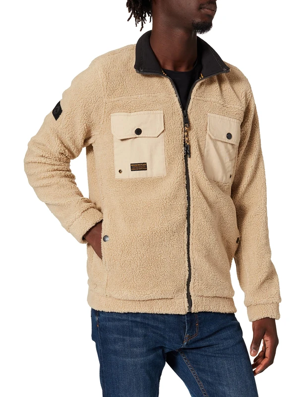 camel active Men's 409321/6f17 Cardigan Sweater, Wood, S