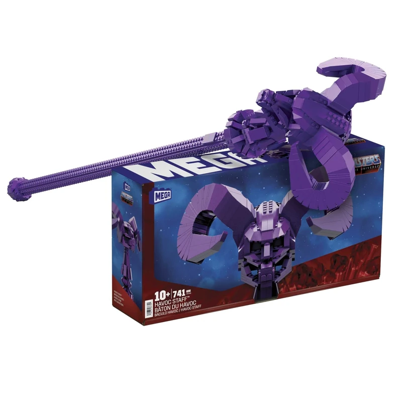 MEGA Masters of the Universe Havoc Staff MOTU Adult Fan Collector Toy Building Set, 40.5 inches long, 741 pieces, for boys and girls, ages 10+ -
