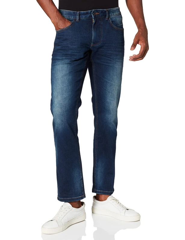 camel active Men's Slim Fit Madison Pants, Dark Blue, 32 W/34 L - Image 1