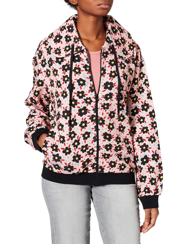 Love Moschino Women's zippered hoodie sweatshirt, FIORI.FOND.ROSA, 46