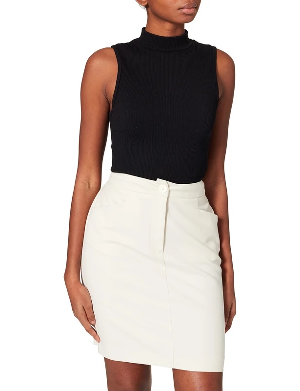 Love Moschino Women's Skirt with 5 Golden Logo Heart Embroidery Above Rear welt Pocket, White, 22