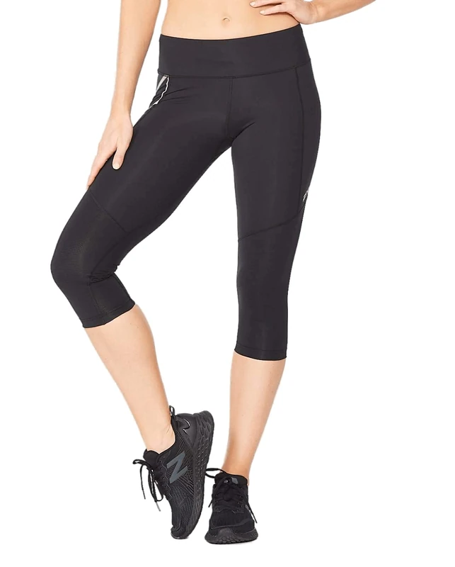 2XU Women's Aero Vent Mid-Rise Compression 3/4 Tights Pants, Black, XS
