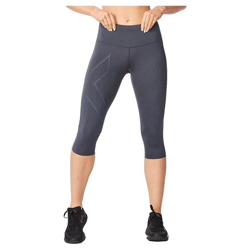 2XU Women's Light Speed Mid-Rise Comp3/4 Compression Pants, India Ink/Ink Reflective, XS