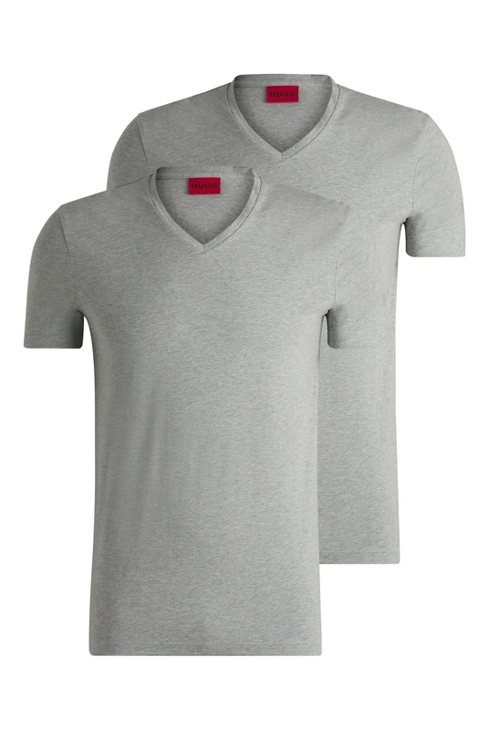 HUGO Mens V Two V-Neck T-Shirts in Stretch Jersey