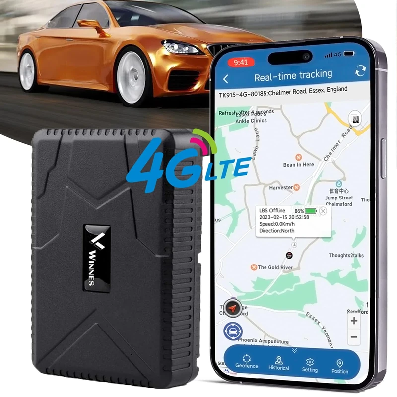 4G GPS Tracker Car Vehicle Tracker No Monthly Fee 4G Motorcycle/Vehicle/Car Device GPS Locator 80 Days Long Standby Waterproof Global Real-time Tracking Device with Powerful Magnet 7800mAh