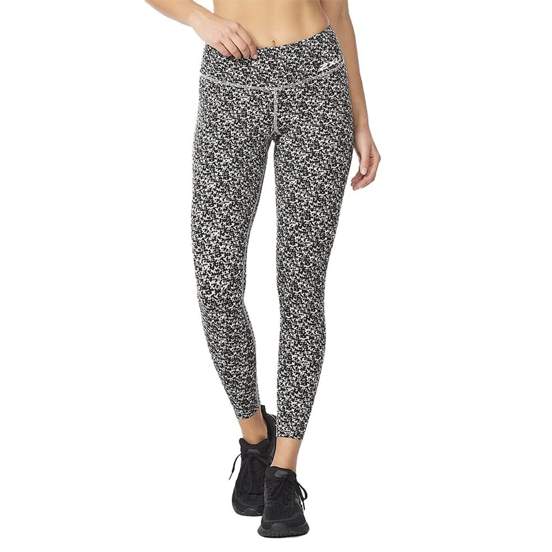 2XU Women's Form Print Mid Rise Compression Tights Pants, Micro Check Harbor Mist/White, XS