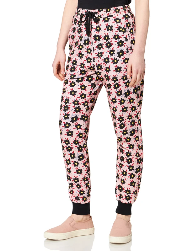 Moschino Women's Joggers Printed All-Over with 80's Flowers Casual Pants, Fiori. Fond.Pink, 22