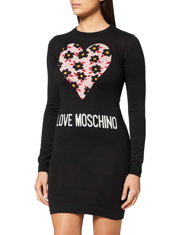 Love Moschino Women's Long Sleeve Dress, Black, 14