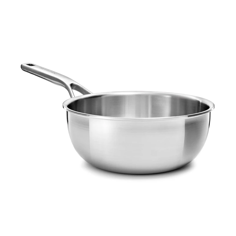 KitchenAid Multiply 3PLY Stainless Steel 20 cm/2.36 Litre Chef's Pan, PFAS Free, Triply, Multiclad, Induction Suitable, Oven Safe up to 220°C, Silver - Image 1