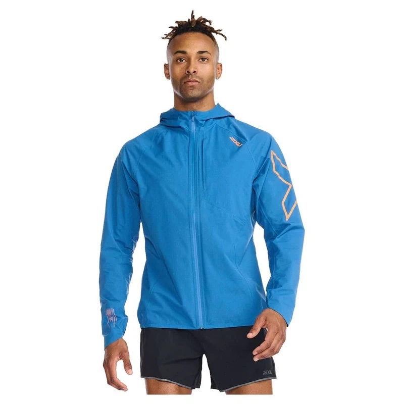 2XU Men's Light Speed Wp Jacket, Starling/Turmeric Reflective, XS - Image 1