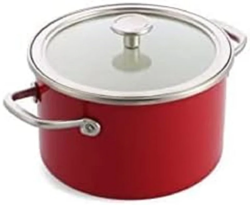 KitchenAid Steel Core Enamel 20 cm/3.7 Litre Casserole with Lid, German Engineered Enamel, Induction, Oven Safe, Empire Red