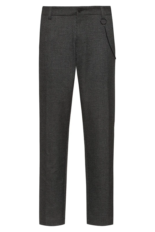 HUGO Mens Gason214 Checked Slim-fit Chinos in Stretch Fabric with Repreve® Grey