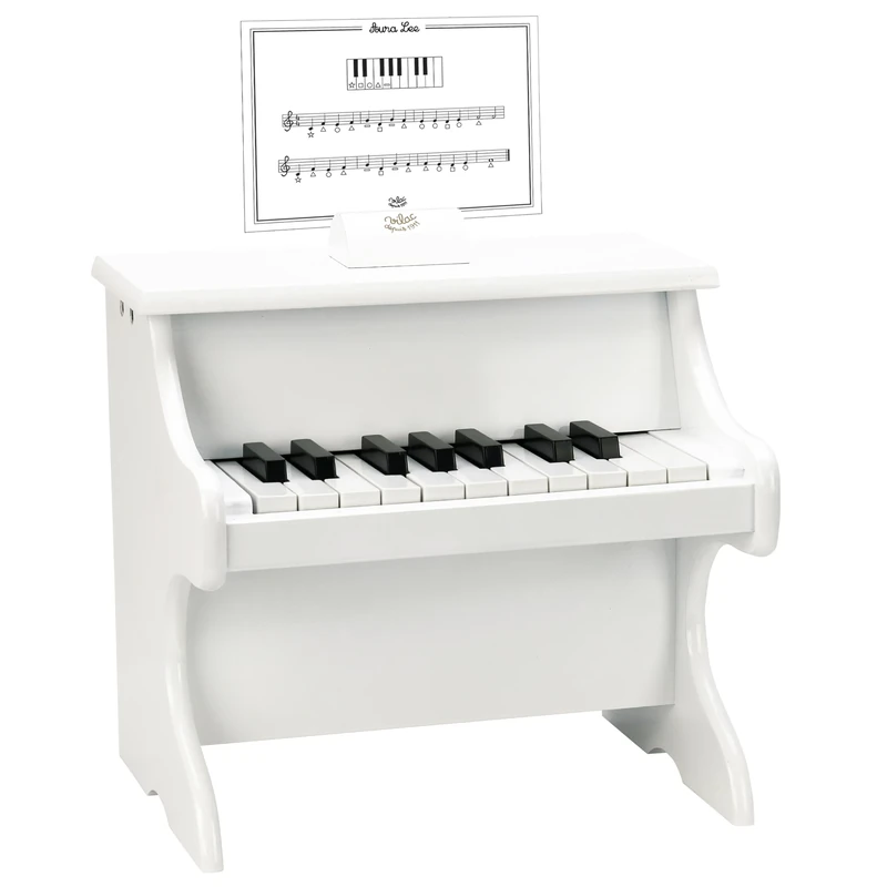 Vilac Vintage Wooden 18-Key Piano With Scores, Musical Toy Instrument For Kids, Paint Finish, No Batteries Required, Pre-Assembled, Improves Creativity, 3+ Years, Piano - White