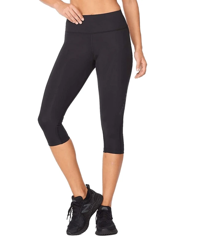 2XU Women's Force Mid-Rise Compression 3/4-Length Tights Pants, Black, S