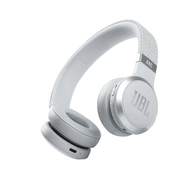 JBL Live 460 NC Wireless On-Ear Bluetooth Headphones with Active Noise-Cancelling Technology, Up to 50 Hours Battery Life, White