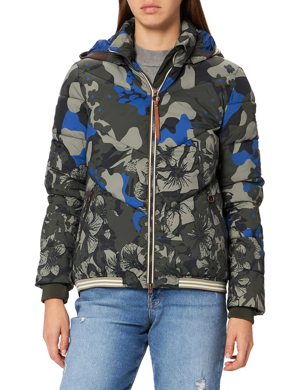 Camel Active Womenswear Women's 3200806R48 Jacke, AOP Camou Cobalt, 34