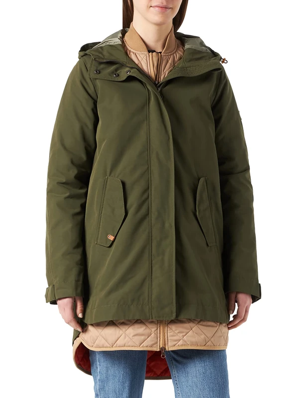 Camel Active Womenswear Women's 3100416F15 Mantel, Olive, 46