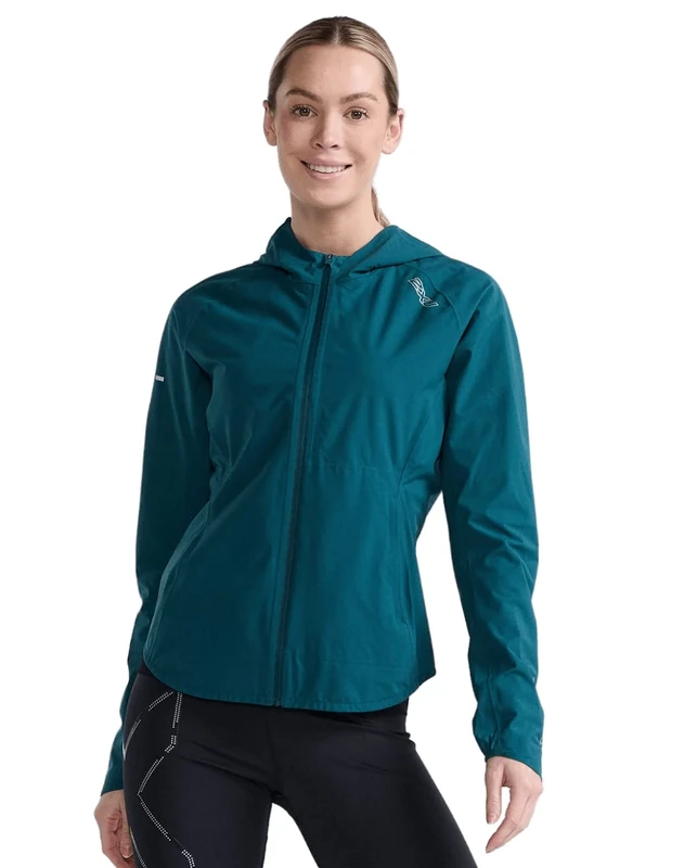 2XU Women's Light Speed Wp Jacket, Deep Jade/Silver Reflective, M