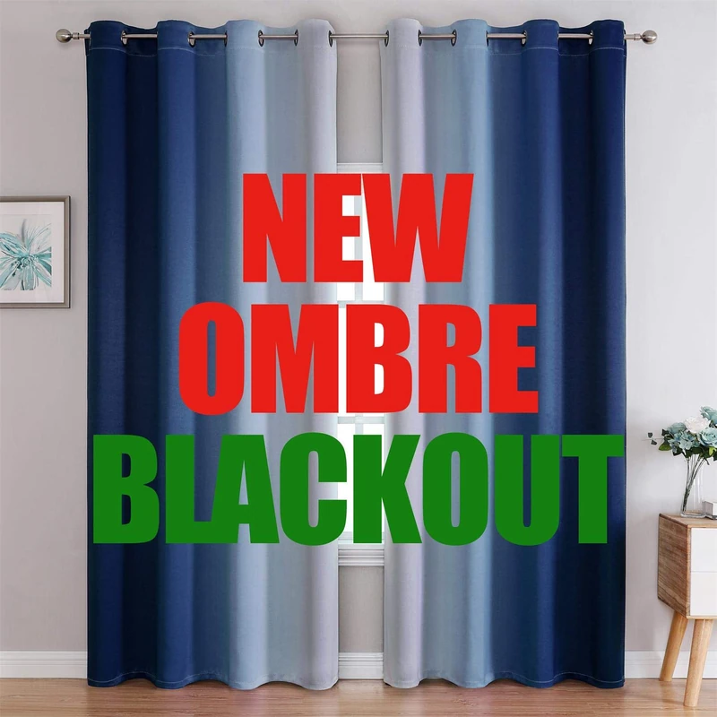 G2000 Blackout Curtains & Drapes for Bedroom Living Room 95 Inches Long Navy Blue and Greyish White Room Darkening Window Treatments Ombre Thermal Insulated Light Blocking Grommet Backdrop 2 Panels