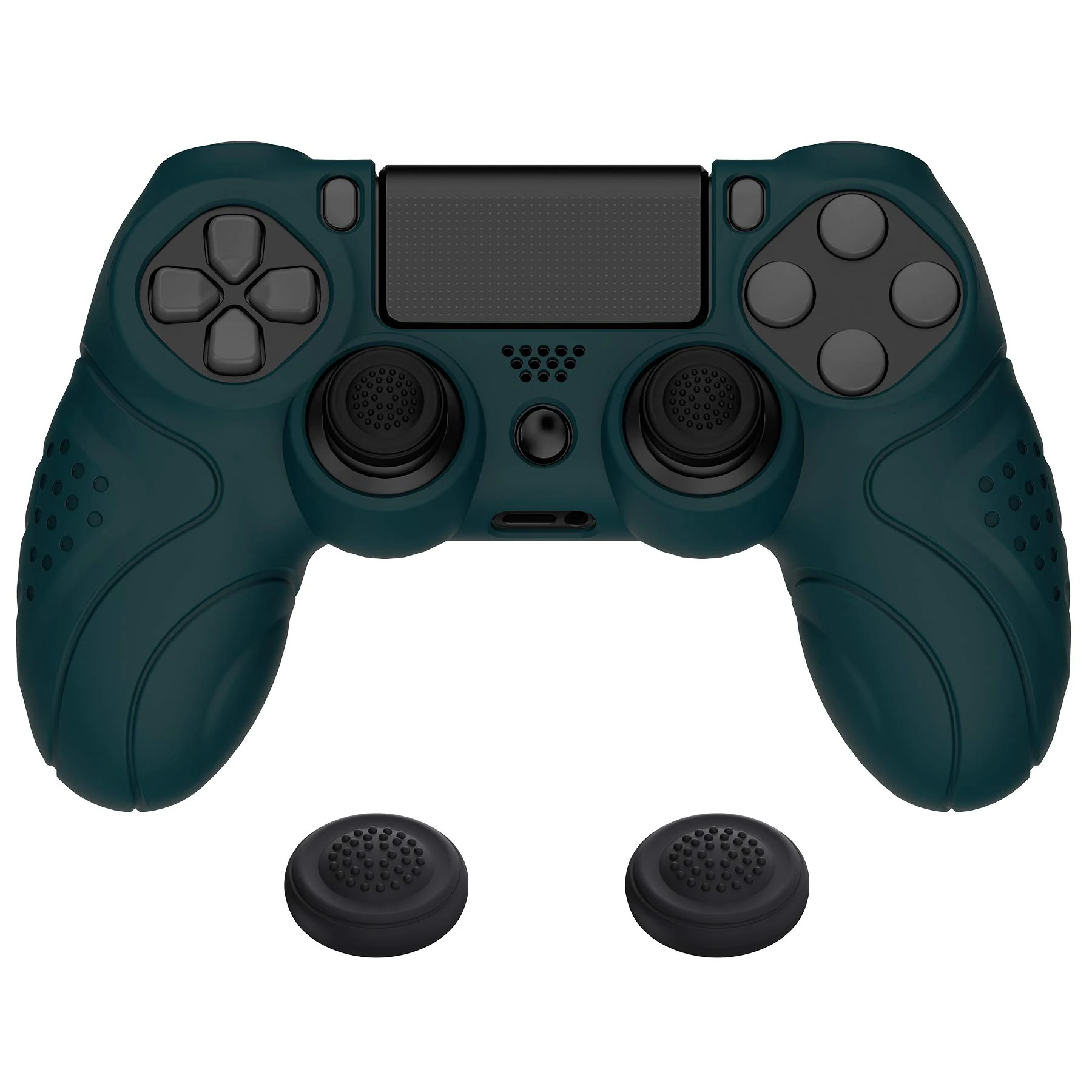 PlayVital Guardian Edition Racing Green Soft Anti-Slip Controller Silicone Case Cover for ps4, Rubber Protector with Black Joystick Cap for ps4 Slim/for ps4 Pro Controller
