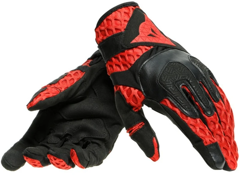 Dainese Air-Maze Unisex Gloves, Motorbike Summer Gloves With Touchscreen, for Men and Women, Black/Red, L