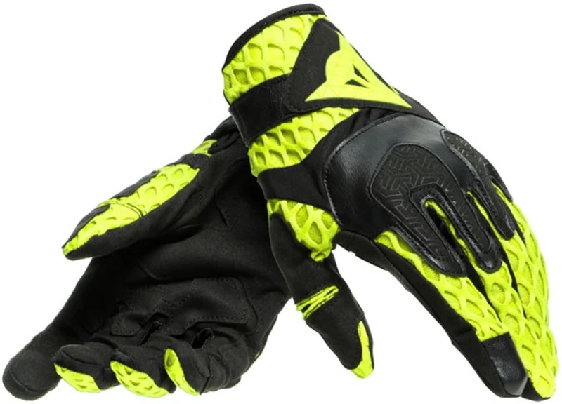 Dainese Air-Maze Unisex Gloves, Motorbike Summer Gloves With Touchscreen, for Men and Women, Black/Fluo-Yellow, L