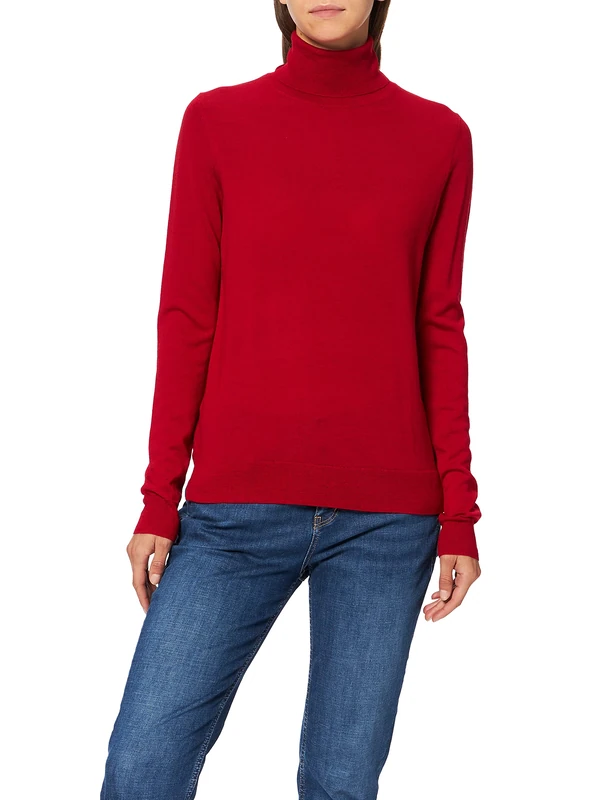 HUGO Womens Sedell Merino-Wool Sweater with Turtleneck Red