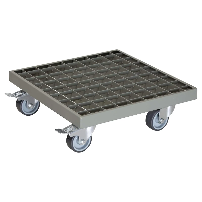 WAGNER INDUSTRIAL STYLE plant trolley 29 x 29 x 9,5 cm I Flower trolley for indoor + outdoor use I Plant pot trolley coated steel grid, grey I Load capacity 200 kg - 20701601
