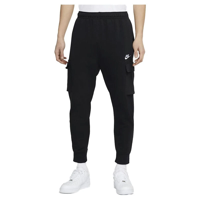 Nike Men's M NSW Club FT Cargo Pant, Black/Black/White, XL
