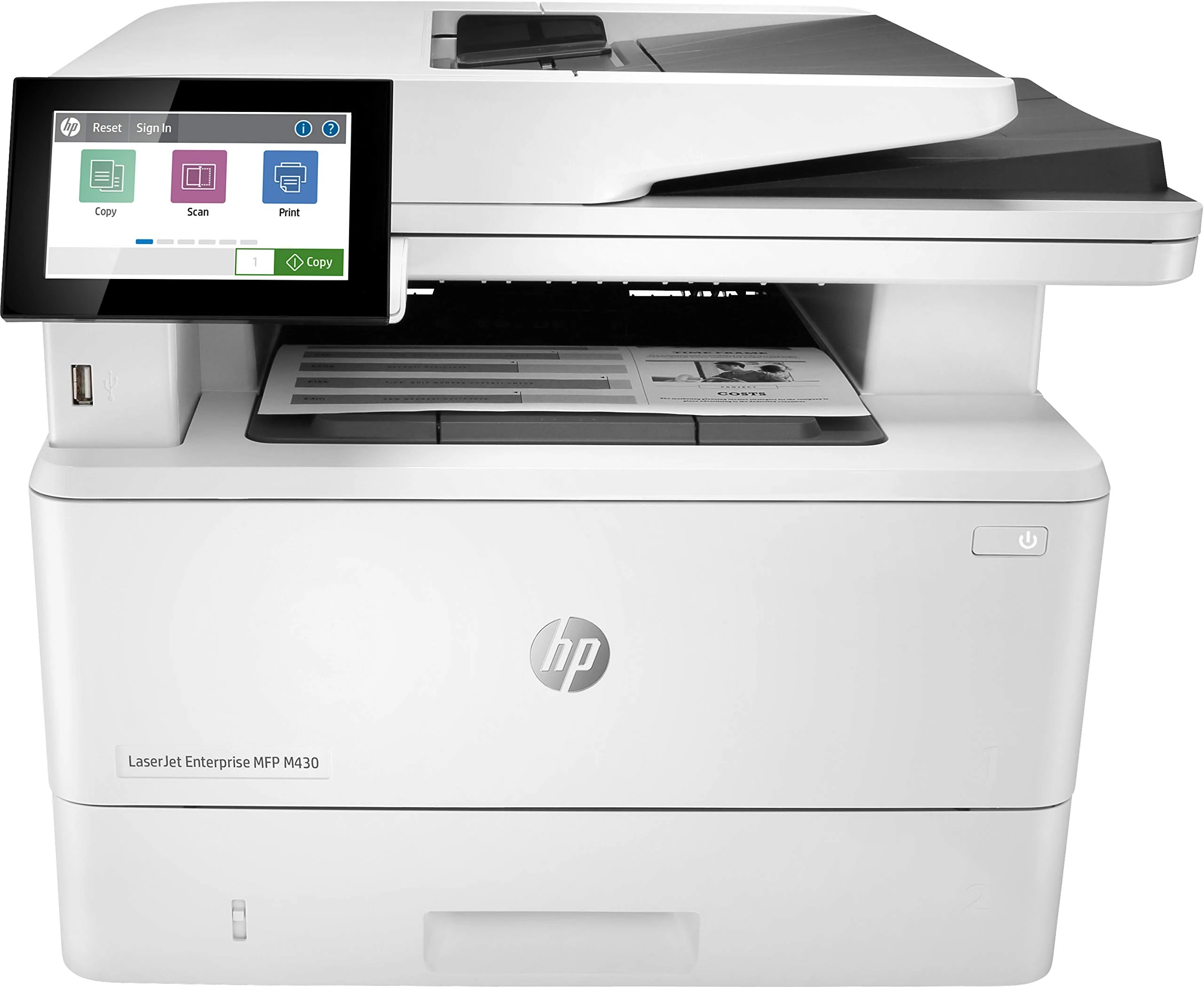 HP LaserJet Enterprise M430f Multifunction Laser Printer (Printer, Scanner, Copier, Fax, LAN, Duplex, 350-Sheet Paper Tray) White