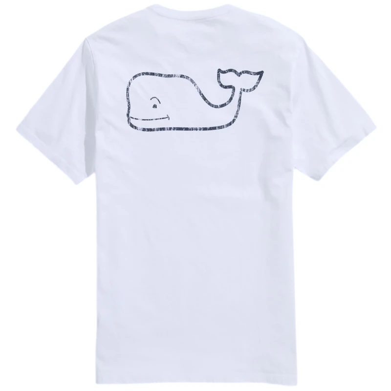 Vineyard Vines Men's Short-Sleeve Vintage Whale Pocket Tee T-Shirt, White Cap, S