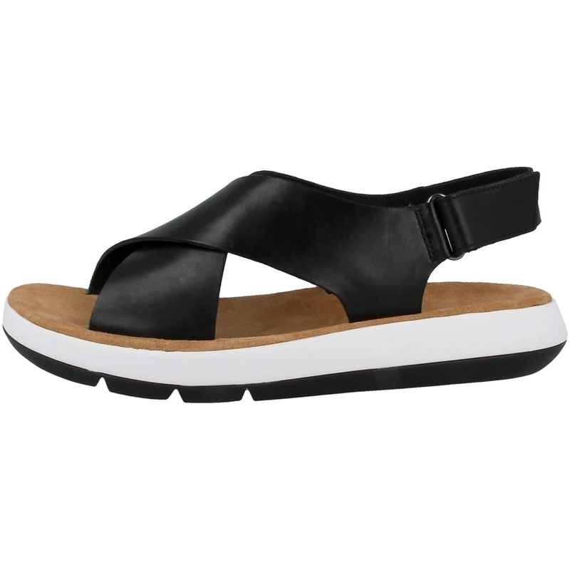 Clarks Women's Jemsa Cross Sandal, Black Leather, 3.5 UK