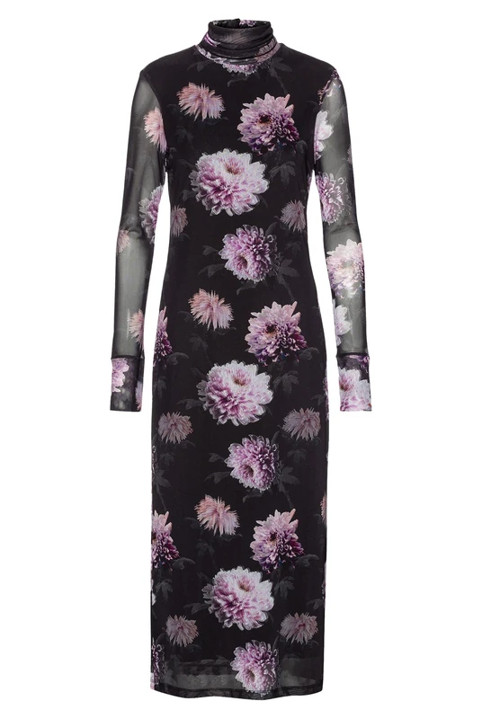 HUGO Womens Neshy Tube Dress in Stretch mesh with Dahlia Print