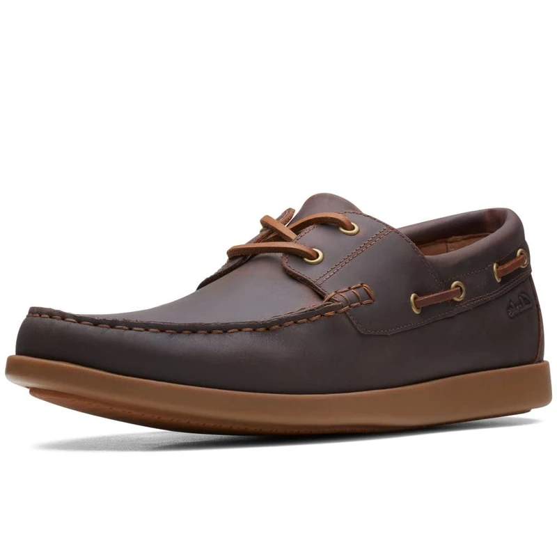 Clarks Men's Ferius Coast Boat Shoe, Dark Tan Lea, 7 UK