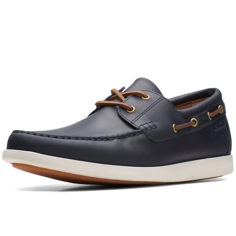 Clarks Men's Ferius Coast Boat Shoe, Dark Blue Lea, 5.5 UK - Image 1