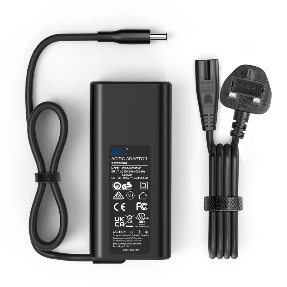 Dell Laptop Charger, KFD 19.5V 3.34A 65W Power Adapter for Dell Inspiron 15 3520 3535 3515 3585 5000 5510 5570 7000 7570 Vostro 5410 3425 3515 5620 P129 P143 OptiPlex 9020 3020 3050 3060 Plug Cable