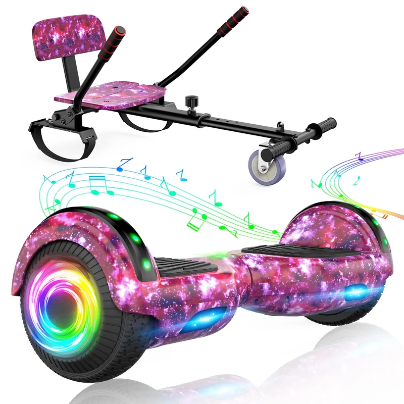 SISIGAD 6.5 Inch Self Balancing Kart Hoverboard with Bluetooth Speakers and LED Lights Children's Hoverboard