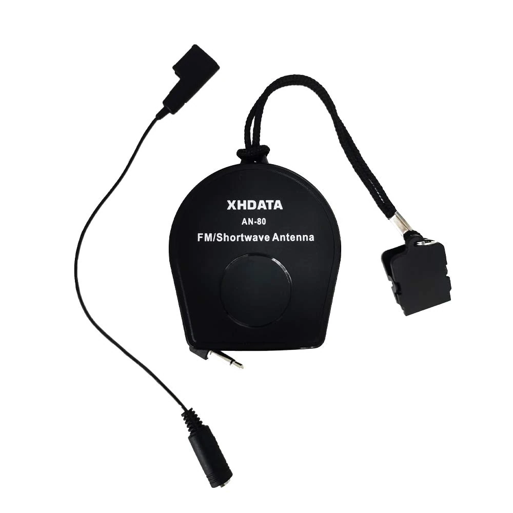 XHDATA AN-80 Portable FM/SW Radio Antenna Signal Booster – Easy to Use Suitable for Various Radio with Retractable Cable Totaling 7 Meters Black