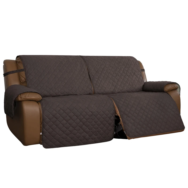 Easy-Going Oversized Loveseat Recliner Cover, Reversible Couch Cover for Double Recliner, Split Sofa Cover for Each Seat with Elastic Straps for Dogs, Pets(Oversized 2 Seater, Chocolate/Beige)