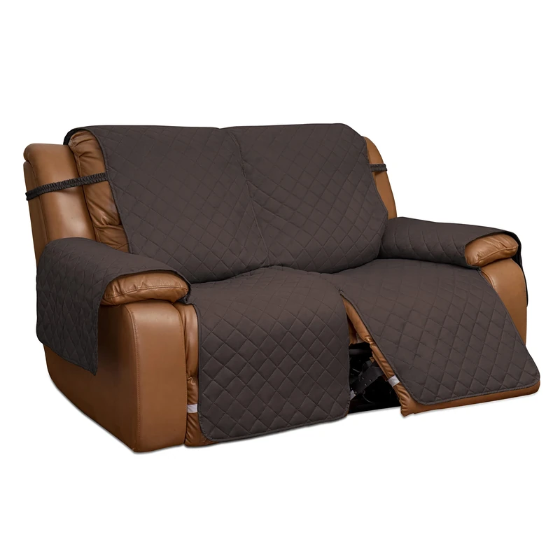 Easy-Going Loveseat Recliner Cover, Reversible Couch Cover for Double Recliner, Split Sofa Cover for Each Seat, Furniture Protector with Elastic Straps for Kids, Dogs, Pets(2 Seater, Chocolate/Beige)