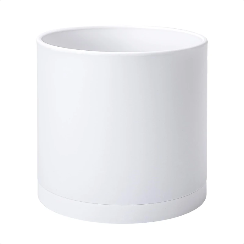 D'vine Dev - 12" Plastic Planters with Drainage Hole and Seamless Saucer, White, 74-X-A-3