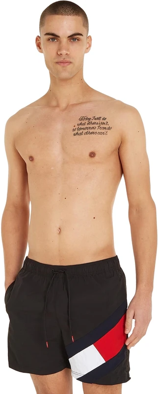 Tommy Hilfiger Men’s SF Medium Drawstring Mid Length Swim Shorts, Black (Black), XXL