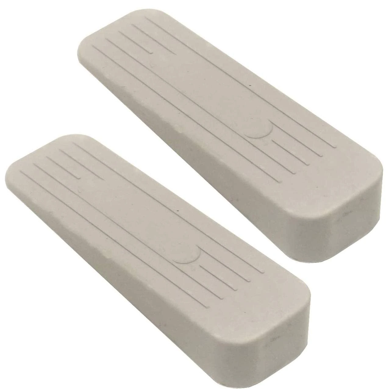 fiXte Deluxe Heavy Duty Non-Slip Rubber Door Wedge Stopper (2, Light Grey/Cream)