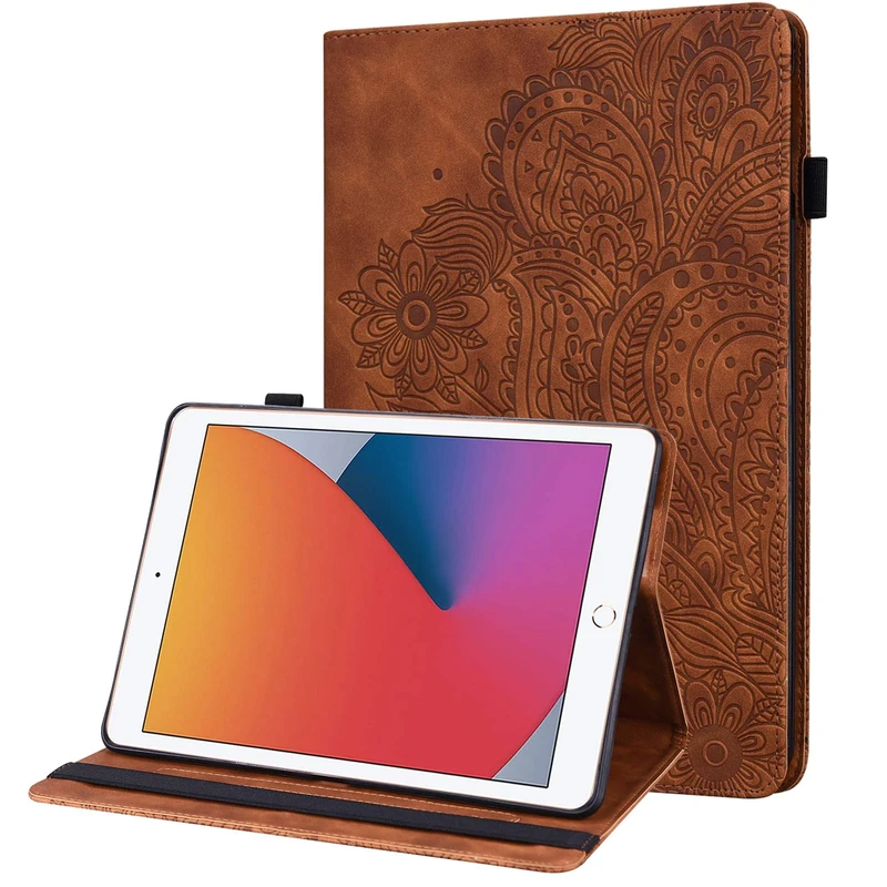 GLANDOTU Amazon Kindle Fire HD 8 Tablet Case (8th Gen 2018/7th Gen 2017/6th Generation 2016),PU Leather lightweight Embossed Folio Flip Tablet Cover with fold Stand Protective Shell -Brown - Image 1