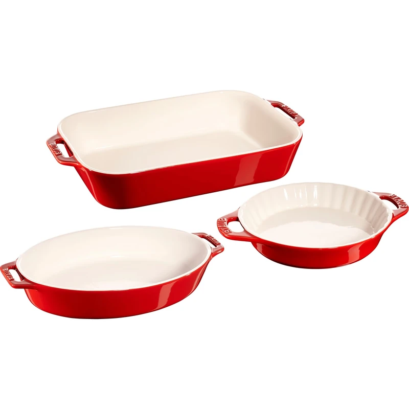 STAUB 40508-689 Ceramic Baking Dish Set - 3 Pieces Cherry