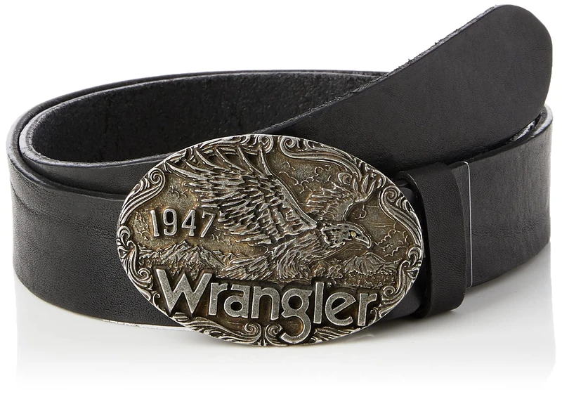 Wrangler Men's Eagle Belt Belt, Black, 115 cm