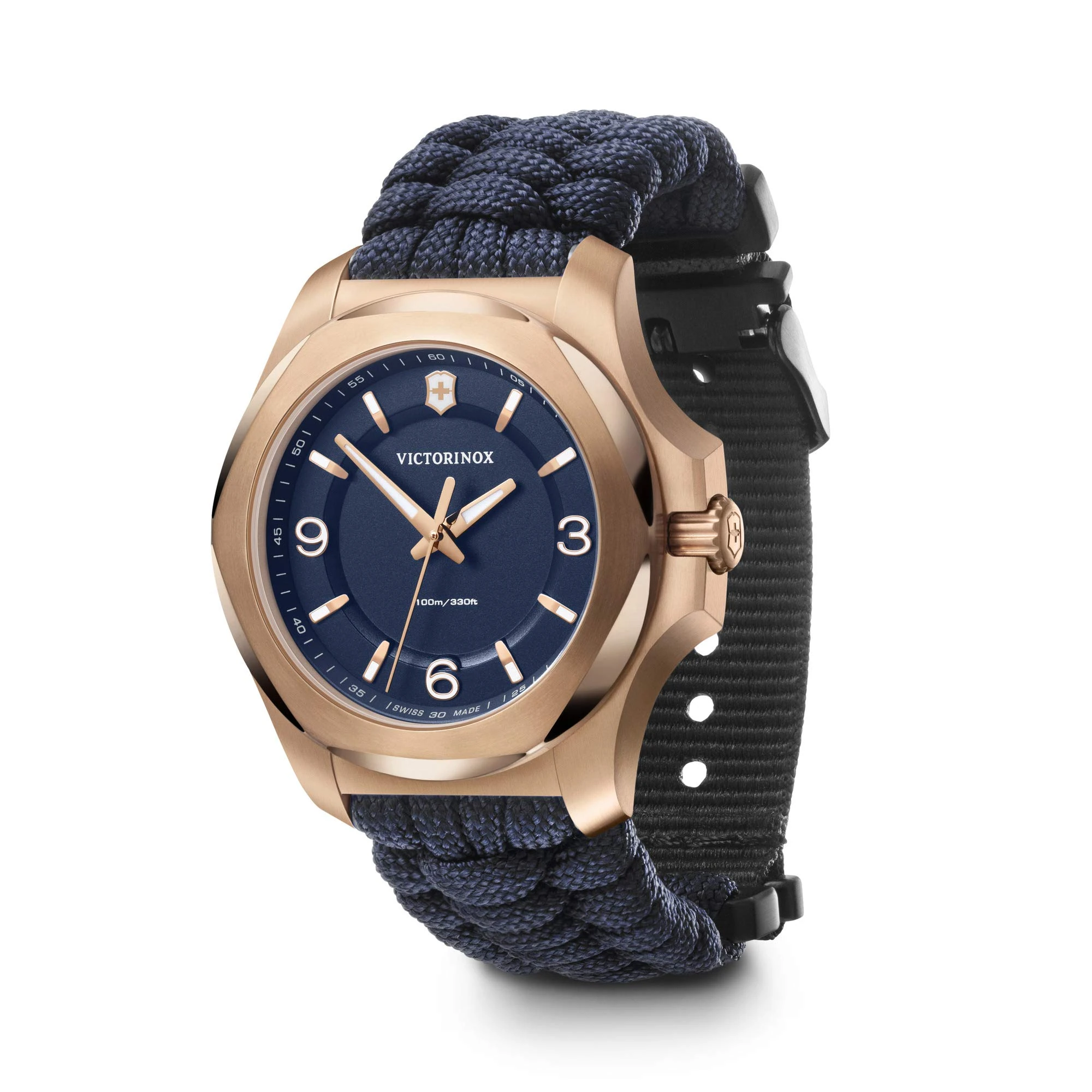 Victorinox Women’s Watch I.N.O.X. V Ø 37 mm, Swiss Made, Analogue Quartz, Water-Resistant up to 100 m, Sapphire Glass, Paracord Strap, Blue