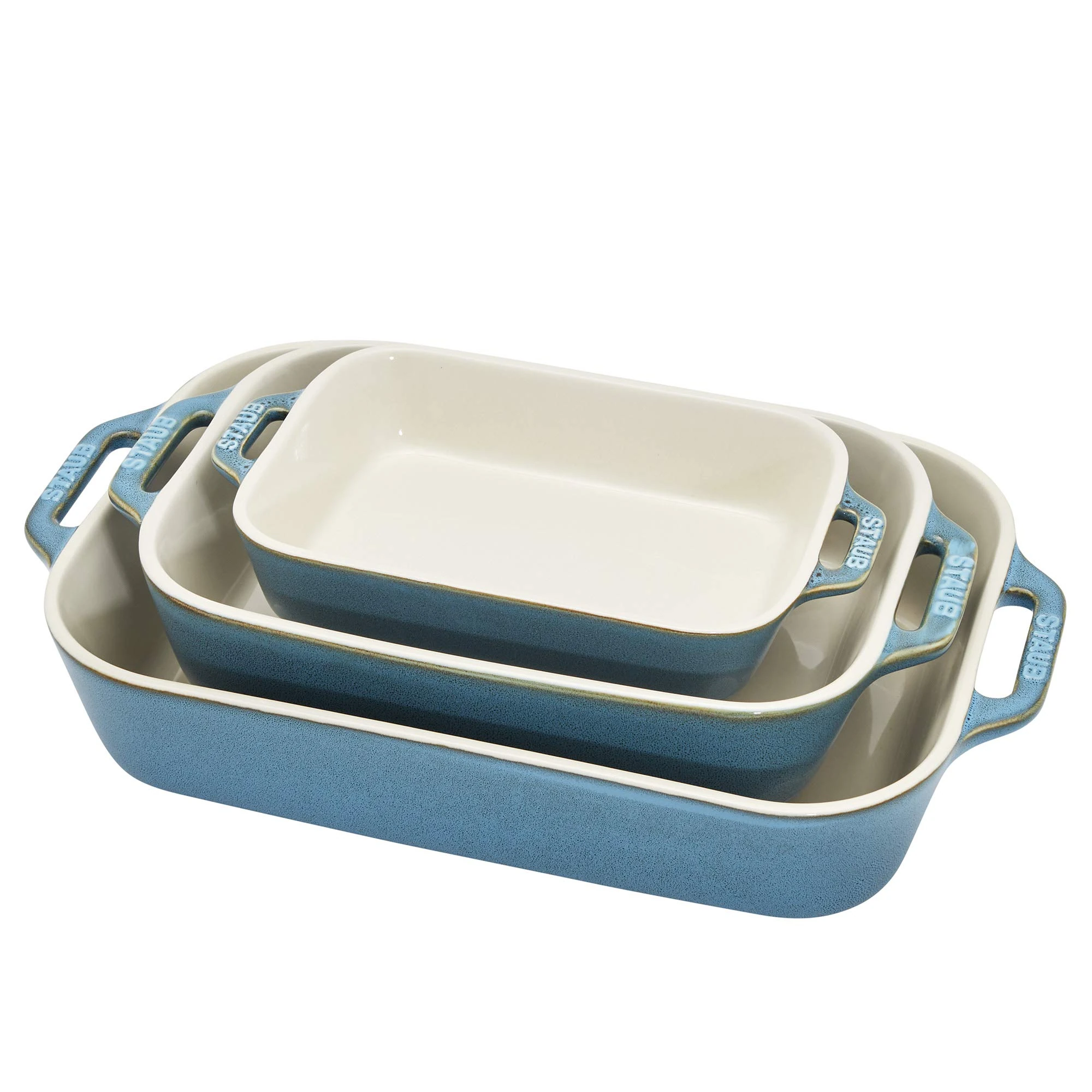 STAUB 40508-172-0 Ceramic Baking Dish Set, Rustic Turquoise